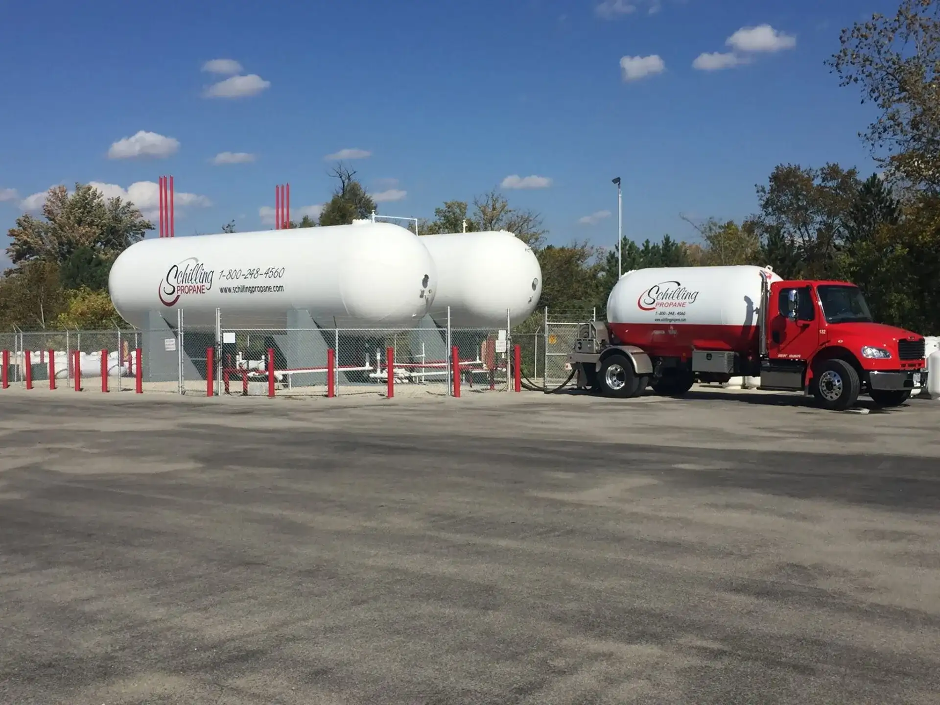 Schilling Propane delivery truck and storage tanks